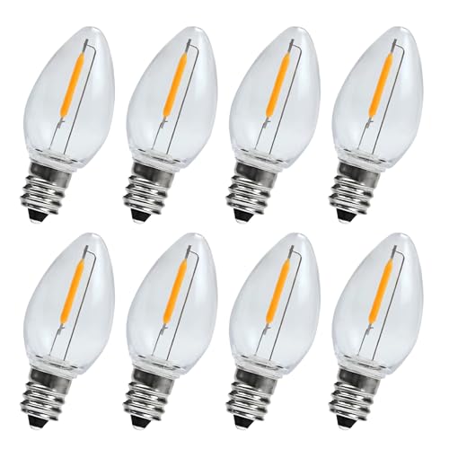 KGC 8Pack LED Night Light Bulbs C7 LED Candelabra Bulbs E12 Base 2200K