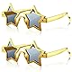 Fiada 2 Stück Stern Sonnenbrillen Pentagramm Sonnenbrillen Sternförmige Spaßbrille Lustige Brille Stern Partybrille für Kostüm Cosplay Party Erwachsene Foto Requisiten (Gold)