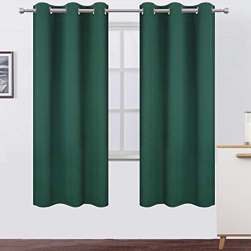 Image of LEMOMO Dark Green Thermal Blackout Curtains /42 x 72 Inch /Set of 2 Panels Room Darkening Curtains for Bedroom