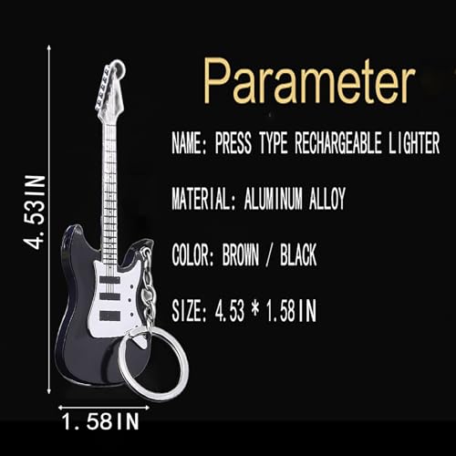 Encendedor llavero metálico vintage guitarra recargable miniatura 4