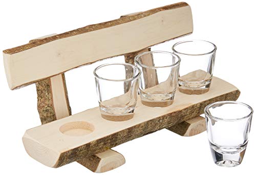 Holzbank mit Schnapsgläsern // Shotgläser // Schnapsbank // Geschenk Naturprodukt 100% Bio