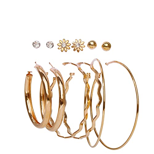 Image of Shining Diva Fashion Stylish Combo Design 6 Pairs Metal Earrings for Women and Girls (F12787er)