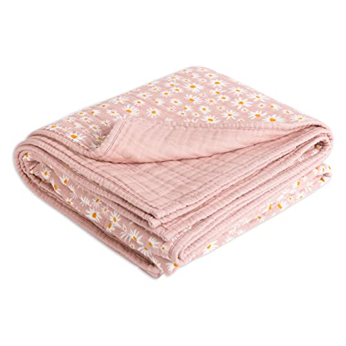 Image of Babyletto 100% Organic Cotton Quilt, GOTS-Certified, 3-Layers of Ultra-Soft and Breathable Muslin - Daisy