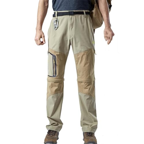 DUHENWU Pantalones de senderismo para hombre, con cremallera, transpirables, resistentes al agua, con gran elasticidad, para montañismo, trekking, desmontables, de secado rápido, pantalones