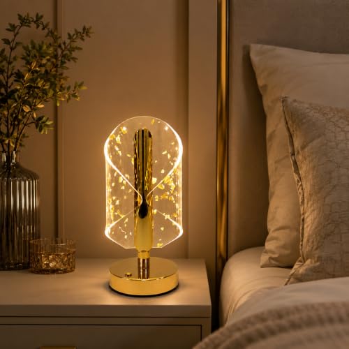 One94Store Modern Gold Crystal LED Table Lamp with Transparent Ac...