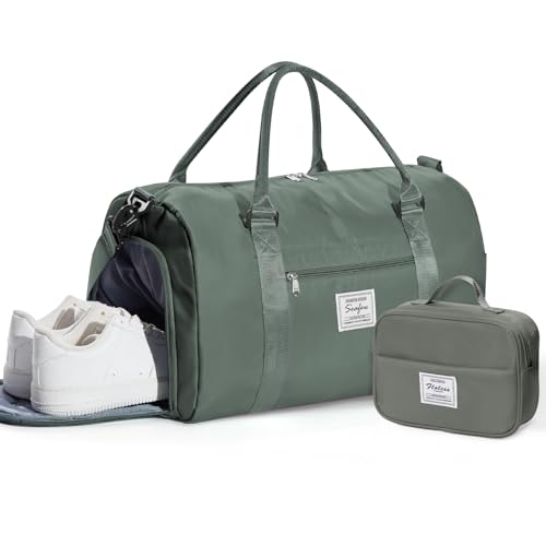 Image of Gym Bag Womens Mens with Shoes Compartment and Wet Pocket Travel Duffel Bag for Women for Plane Sport Gym Tote Bags with Toiletry Bags Waterproof Weekend Overnight Carry on Bag Hospital Holdalls
