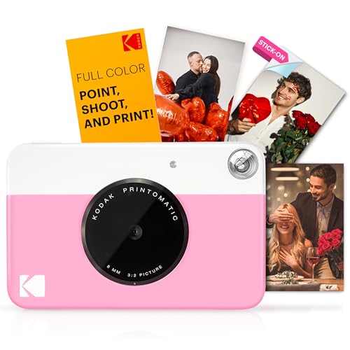 KODAK Printomatic Full-Color Instant Print Digital Camera - Colorful Photos On Zink 2x3' Sticky-Back Photo Paper - 5MP, Portable, Creative Fun Gift for Birthday, Christmas, Holiday - Pink
