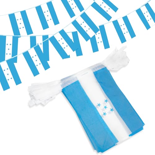 Image of Anley Honduras String Flag Pennant Flags, Patriotic Events 15th of September Honduran Independence Day Decoration Sports Bars - 33 Feet 38 Flags