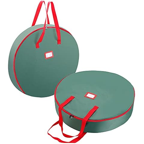 76.2cm Wreath Storage Bag (2 Pack) - Artificial Christmas Wreaths, Christmas Wreath Storage Container with 600D Oxford Material, Dual Zipper, Carry Handles, Labeling Card Slot (30 Inch) Cover