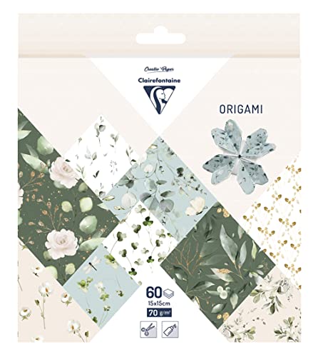 Clairefontaine 95381C - Packung Origami Papier 60 Blatt, 15x15 cm 70g, Romantik, 1 Pack
