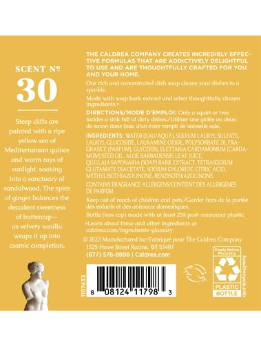 Image of Caldrea Dish Soap, Dishwashing Liquid made with Soap Bark, Aloe Vera and Cardamom Seed Oil, Vanilla Quince Santal scent, 16 oz