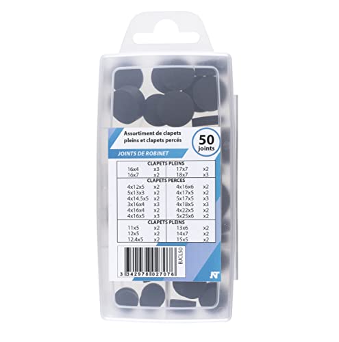 Coffret 50 Joints Clapets Pleins et Clapets Percés pour Tête de Robinet et Têtes à Potence NOYON & THIEBAULT