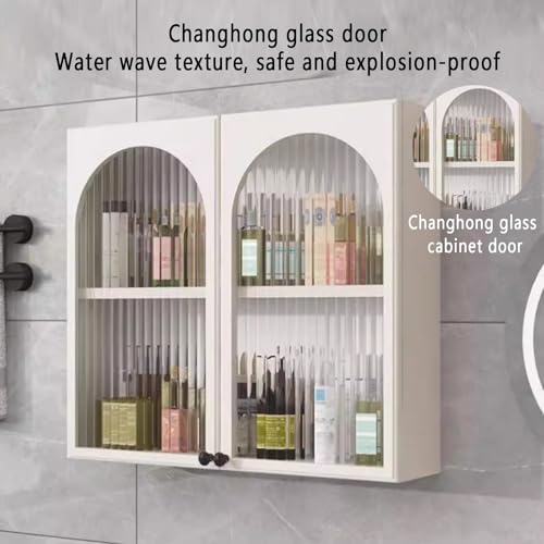 Vielseitiger Vitrine in Grau/Weiß, platzsparende Toilette, für Kosmetik, Parfums & Accessoires, mit C-Türen