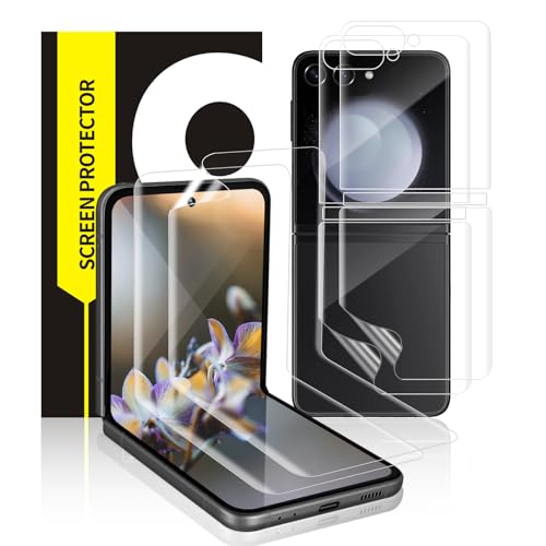 Bodyguard Verre Trempé pour Samsung Galaxy Z Flip 5 5G, 2+2 pièces vitre protection en TPU Flexible, Anti-huile, Sans bulles protection écran au dos, Grande clarté...