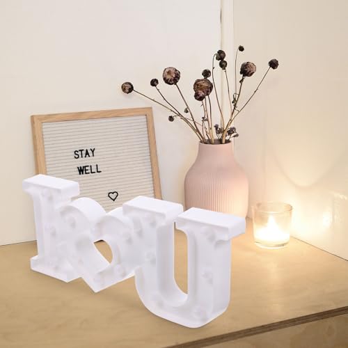 Image of Uonlytech Romantic Letter Design Led Lighted Sign Battery Operated I Love You Letters Decorative Lamp for Home Party Wedding Anniversary