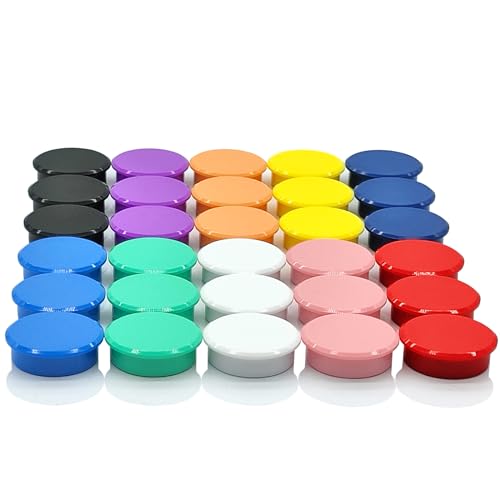 PYJLBX Fridge Magnets 30 Pack, Strong Small Round Magnets for Whiteboard Notice Board & Crafts