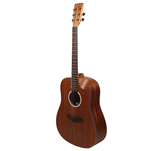 Kadence Guitar Slowhand Series Premium Electric Acoustic Mahogany body Demi Cutaway Jumbo Guitar 41” Combo with Heavy Padded Bag, Instrument cable, Pro Capo, Picks, and String Set (Mahogany SH03)
