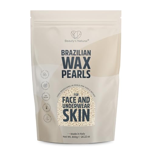Beauty’s Natural®800g cera brasiliana perle con cera d’api e resina di origine naturale Made in Italy. Cera depilatoria brasiliana senza strisce ideale per depilazione donna e uomo(viso e zone intime)