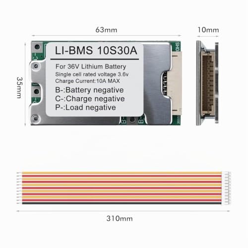 Jadeshay Carte de Protection Li-ION Cell 18650 Carte de Protection de Batterie BMS avec Fonction d'équilibre 10S 36V 30A – vue 5