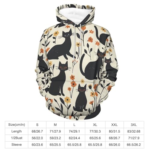 Sweat à capuche chat noir et fleurs la solution confort contre la fraîcheur - 4