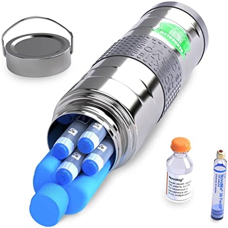 KEKHEALTH 7Pen 74 Hrs Diabetic Cooler Medical Insulin Cooler Travel TSA Approved Medication Diabetes Storage Vial with QR Medical Tag（no Pen and Bottle）