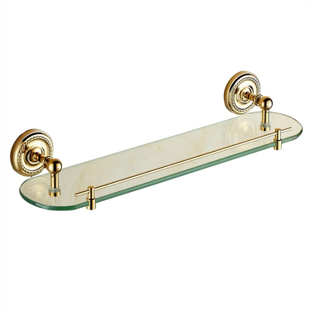 CTPCRTYK Kitchen Bathroom Shelves Floating Shelves Shower Caddy Wall Mounted European-Style Copper Double-Layer Bathroom Shelf Glass Vanity Cosmetics