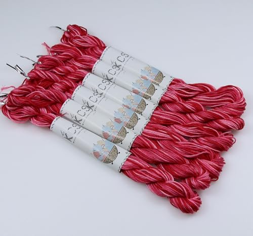 Image of KCS Big skeins of 25 Meters Size 25 Color Variegated Cross Stitch Stranded Threads,6 skeins,107