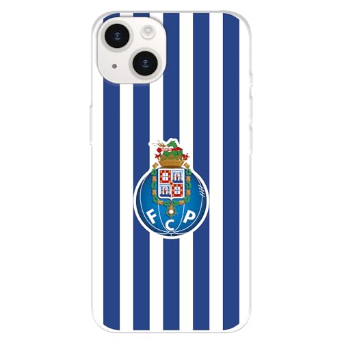 Capa para iPhone 15 de futebol clube porto escudo riscas tansparente para proteger o seu telemóvel. Capa de silicone flexível com licença oficial futebol clube porto