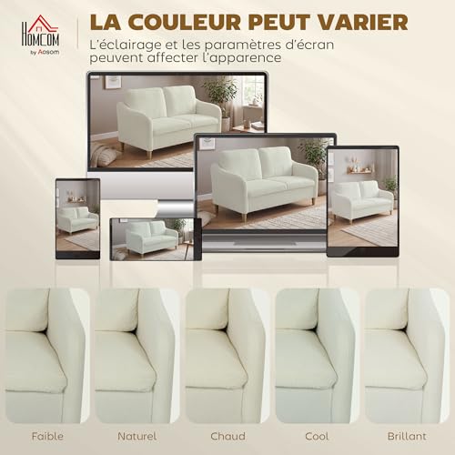 Canapé 2 places bouclette crème compact 137 cm HOMCOM