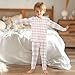 GuoChe Toddler Girl Pajamas Long Sleeve Fall 3-8Years Fashion Pink Plaid