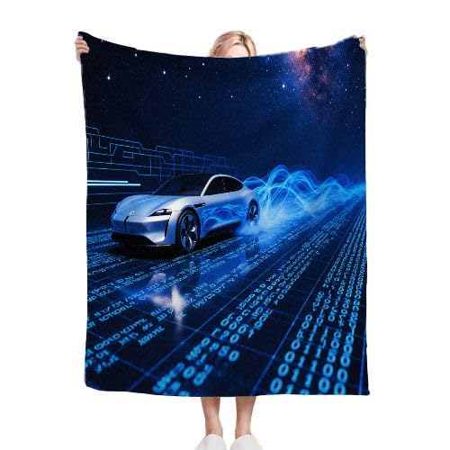 Couverture plaid polaire 150x200 voiture de sport 3D en flanelle moelleuse pour lit et canapé
