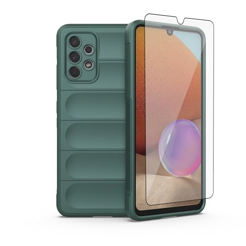 Coque Samsung Galaxy A32 4G verre trempé silicone antichoc vert