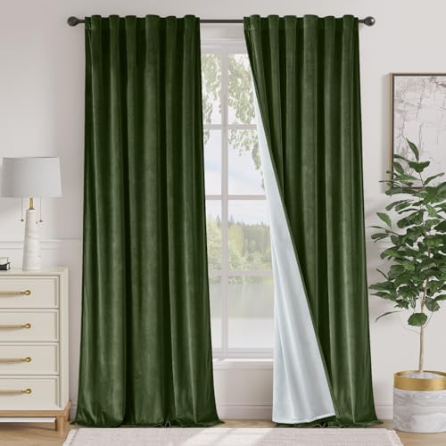 Lazzzy Moss Velvet Blackout Curtains 96