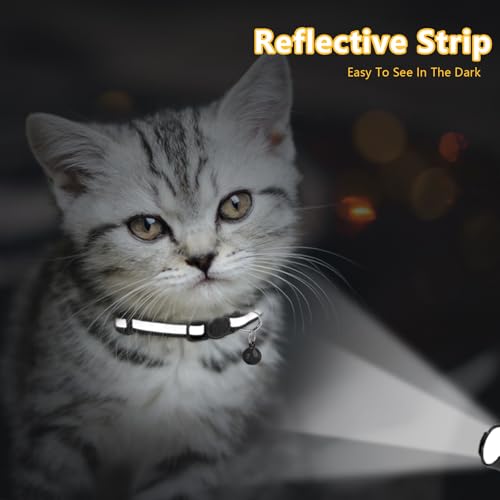 Image of Taglory 2 Pack Cat Collar with Bell, Breakaway Buckle and Reflective Strip | Adjustable 15-20 cm for 2-6 Months Cat, Quick Release Clip, Kitten and Adult Cats, Spare Collar Included, Indoor Outdoor Use