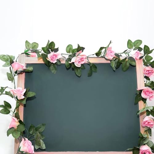 Image of TIED RIBBONS Pack of 2 Artificial Flower Vine Garland Creeper 69 Small Rose (183 cm) Garland for Decoration Wall Door Hanging Home Decor Balcony Indoor Office Ganesh Chaturthi Decoration Items (Pink)