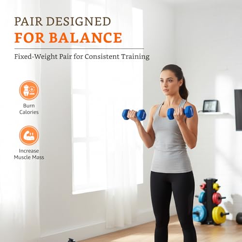 Image of Amazon Brand - Solimo Neoprene Dumbbell 2.5 kg, Set of 2 (Blue)