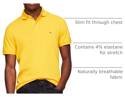 Image of Tommy Hilfiger Men's Short Sleeve Polo Shirts in Slim Fit with Stretch and Organic Pique Cotton