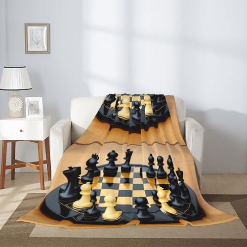Couverture imprimée d'échecs plaid lit canapé doux léger chaud - 3