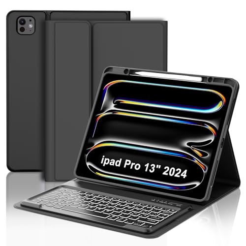 Coque IPad Pro 13 (M4) 2024 Avec Clavier Bluetooth – Grise, étui Magnétique
