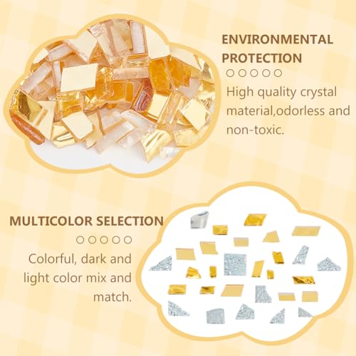 WEBEEDY Unregelmäßige Mosaik-Glasstücke In Gold Und Silber Große Mosaikfliesen Zum Basteln Winziges Mosaik-Kunst-Bastelset DIY-Vasen Tassen Bilderrahmen Blumentöpfe als Heimdekoration, 300g