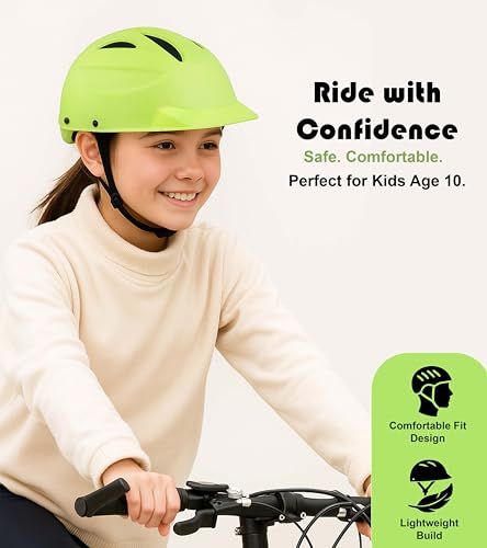 Image of OXYGEN Kids Helmet Adjustable Cycle Helmet Bicycle Helmet for Kids Age 3 to 8 Years Lightweight ABS Shell EPS Foam Shock Absorbent Ventilated Helmet for Cycling Skating Scootering Neon Yellow