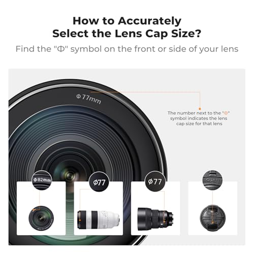 Image of K&F CONCEPT 52mm Lens Cap Cover, 4-in-1 Center Pinch Lens Cover Black | Anti-Loss Keeper Leash Microfiber Cleaning Cloth Kits Compatible with Nikon, Canon, Sony, Fujifilm Camera Lenses, PC02