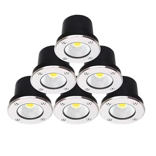 6PCS Faretti LED Da Esterno - Luci Da Pavimento Da 3 W, Mini Faretto Da Giardino COB, Faretto Da Incasso Per Esterni Impermeabile IP67, Faretto Da Giardino Per Gradini(Red,3W(24V))
