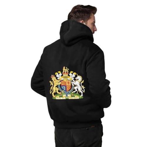 British Royal Coat of Arms England Queen Men's Hooded Coat Fleece Lining Sweatshirt Zip Up Jacket Hoodie2