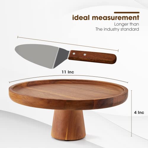 TIDITA 11" Acacia Wood Cake Stand with Icing Spatulas – Cake Stand Wooden - Wedding and Birthday Cake Pedestal - 100% Natural Ideal for Use at Parties, Weddings, Restaurants (11 Inch) - Image 5