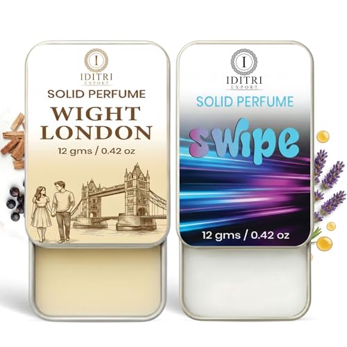 Image of IDITRI EXPORT Solid Perfume |wight london&Swipe Alcohol Free Wax Perfume Balm, Long Lasting | Pocket Tin 12g, Pack Of 2| Non Greasy Smooth Glide, Travel Friendly Men And Women