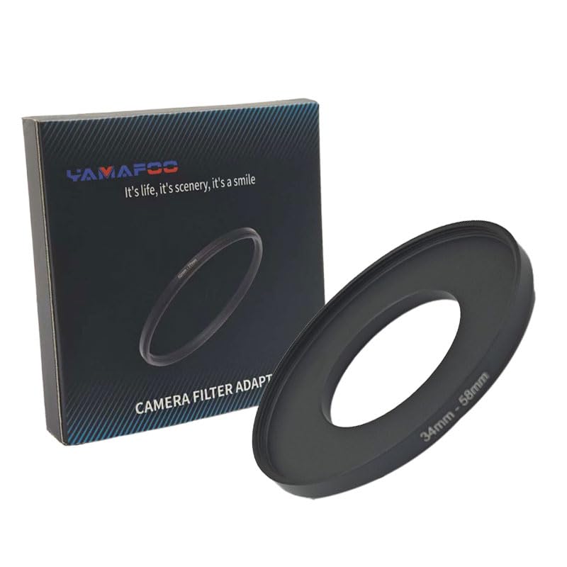 YAMAFOO 34mm to 58mm Step-Up Ring/Step Down Rings Filter Adapter for All Brands UV ND CPL Metal Ring Step-Up Rings Adapter Filter,Black (34-58)