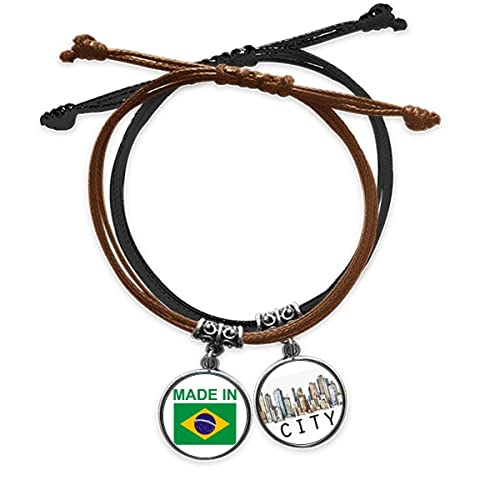 Bracelet corde cuir Sidi main chaîne ajustable fabriqué au Brésil