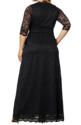 Kiyonna Women's Plus Size Maria Lace Evening Gown | Long Formal Dress with Sleeves3