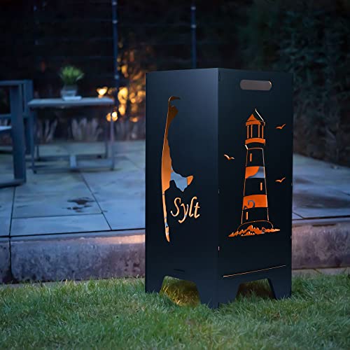 FEUERTONNEN BERTLING® Feuertonne Mit Insel Motiv | Stabiles Stecksystem Mit Tragegriffen...